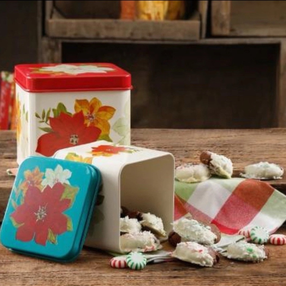 The Pioneer Woman Christmas Winter Pionsettia Canisters Set Of 2